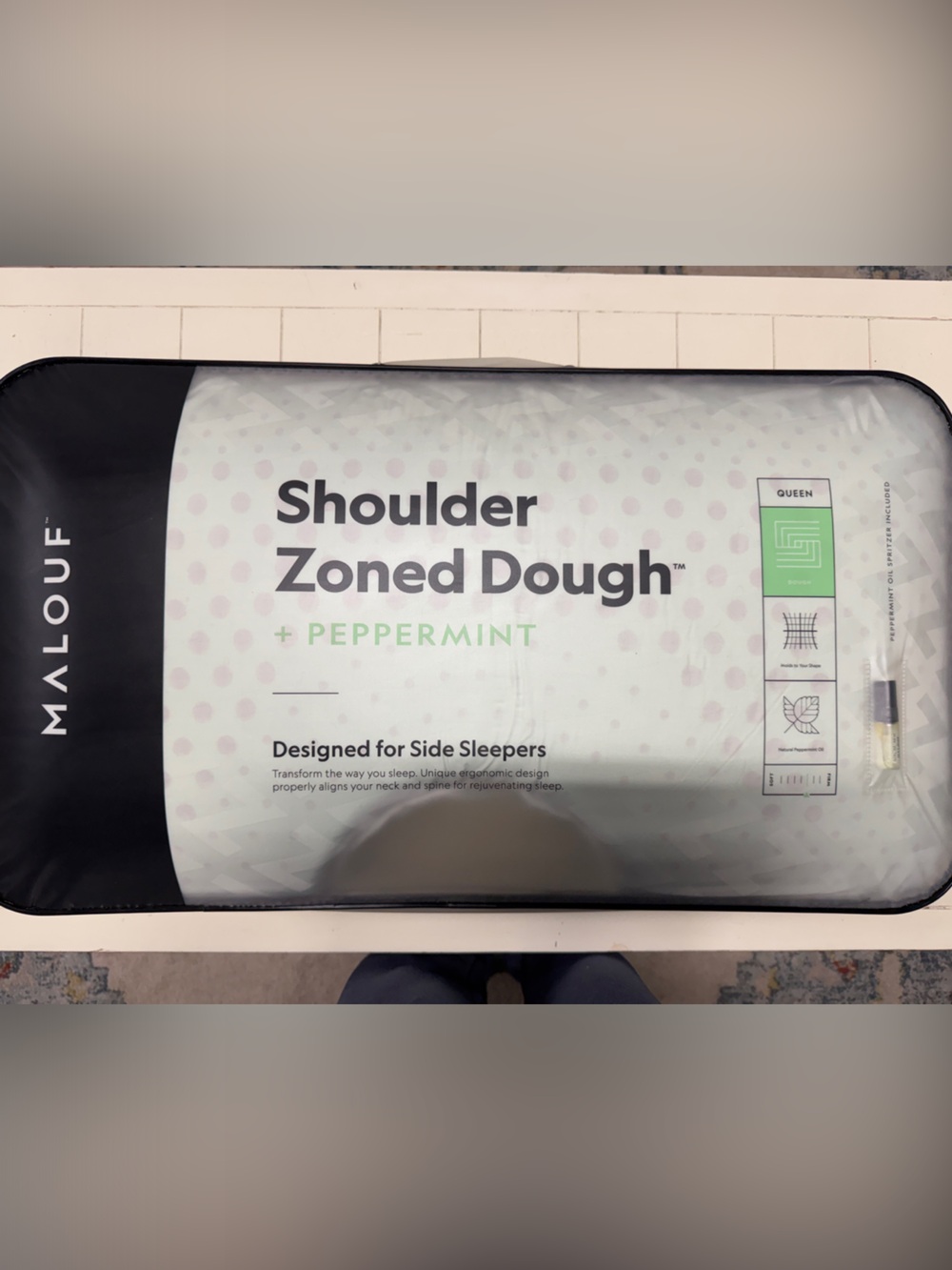 Malone Shoulder Zoned Dough Pillow with Peppermint Oil Spritzer - NWT